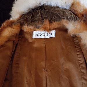 Large Tuxedo Trim Genuine Fox fur coat